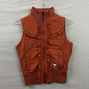 Colosseum Athletics Texas Longhorns Puffer Vest Womens Small Burnt Orange Ruffle